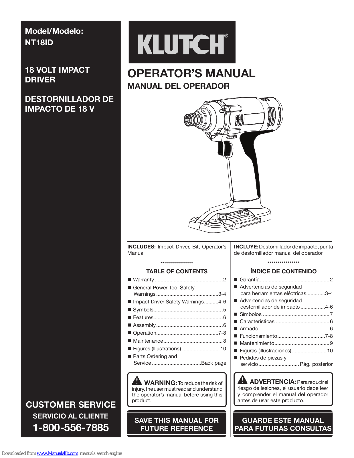 Klutch NT18ID Operator's Manual