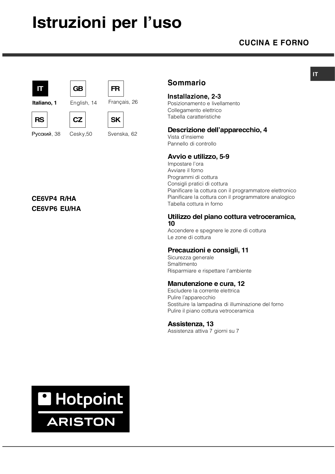 Hotpoint CE6VP4, CE6VP6 User Manual