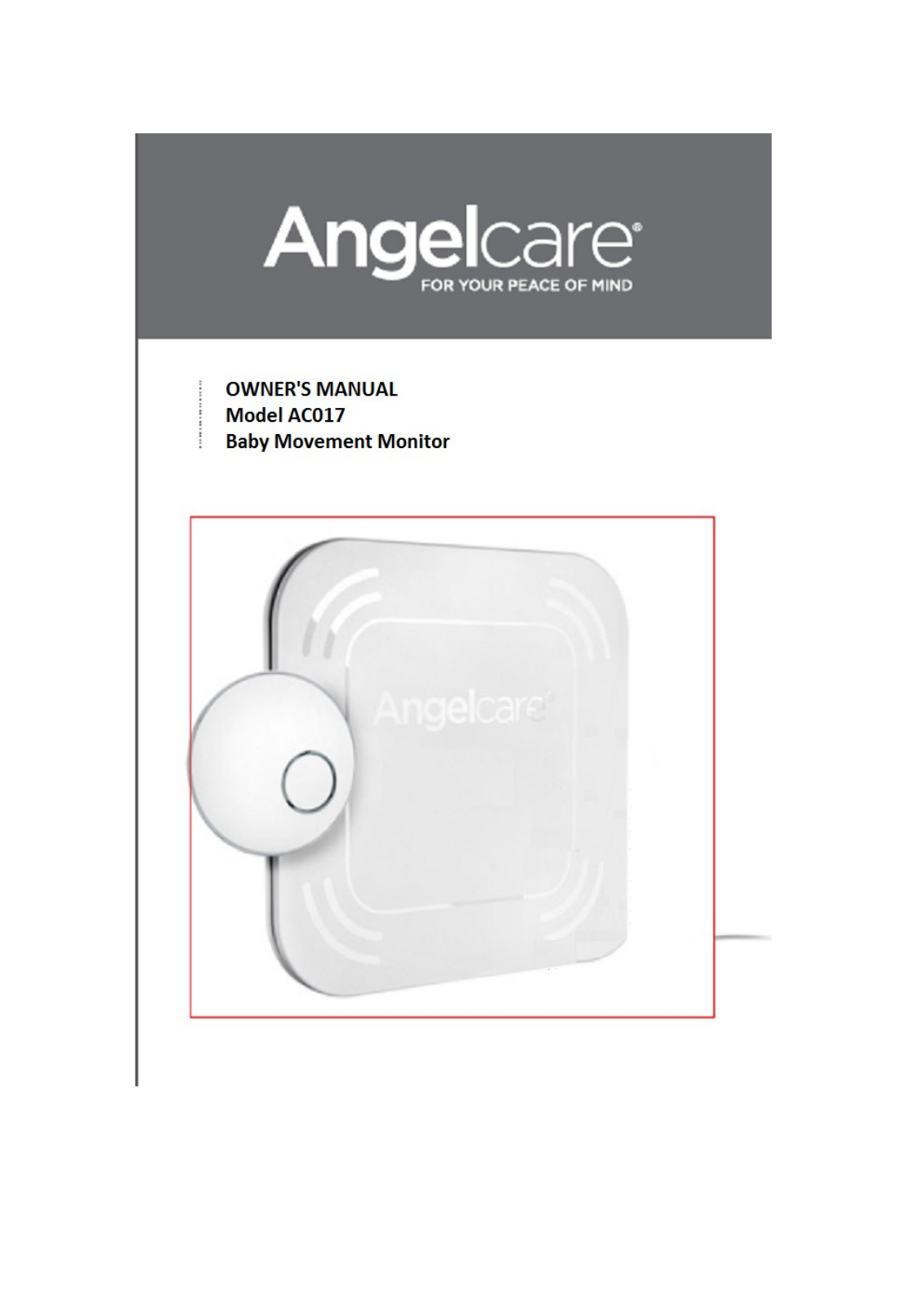 Angelcare Monitors AC017 Users Manual