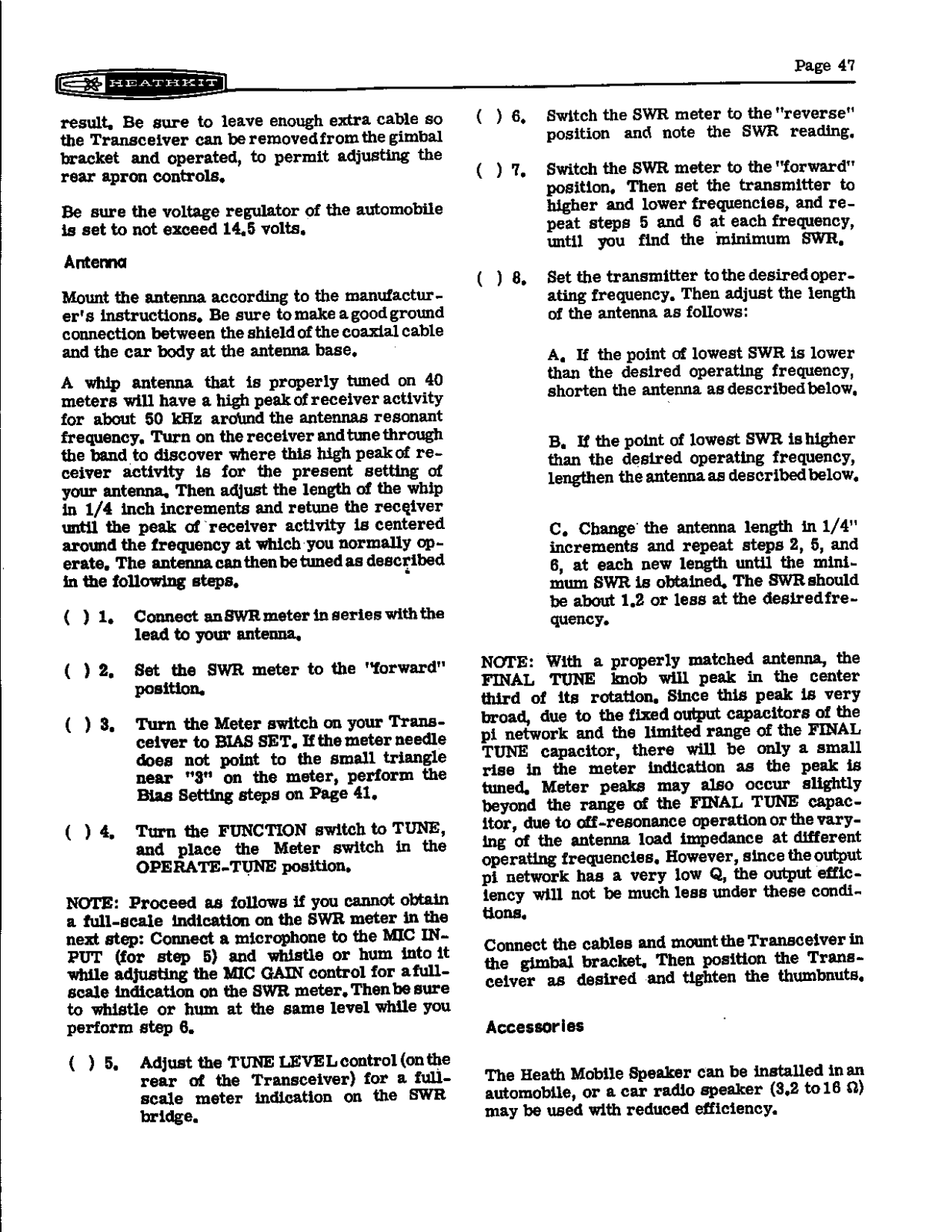 HEATHKIT HW-22a User Manual (PAGE 47)