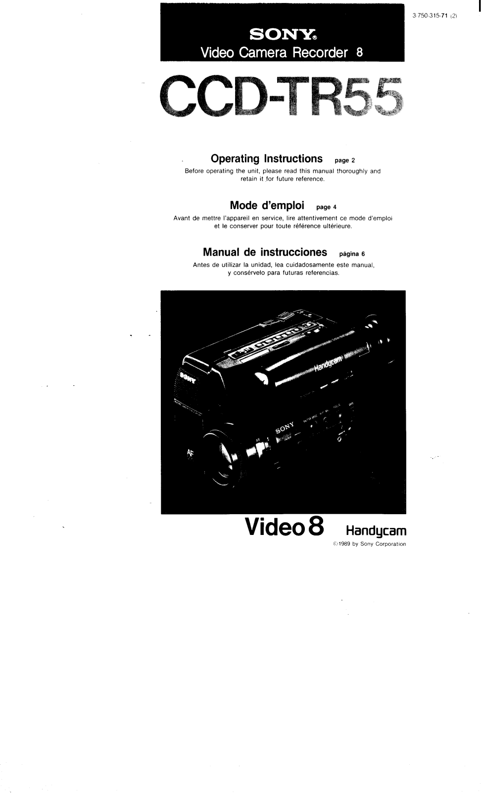 Sony CCD-TR55 User Manual