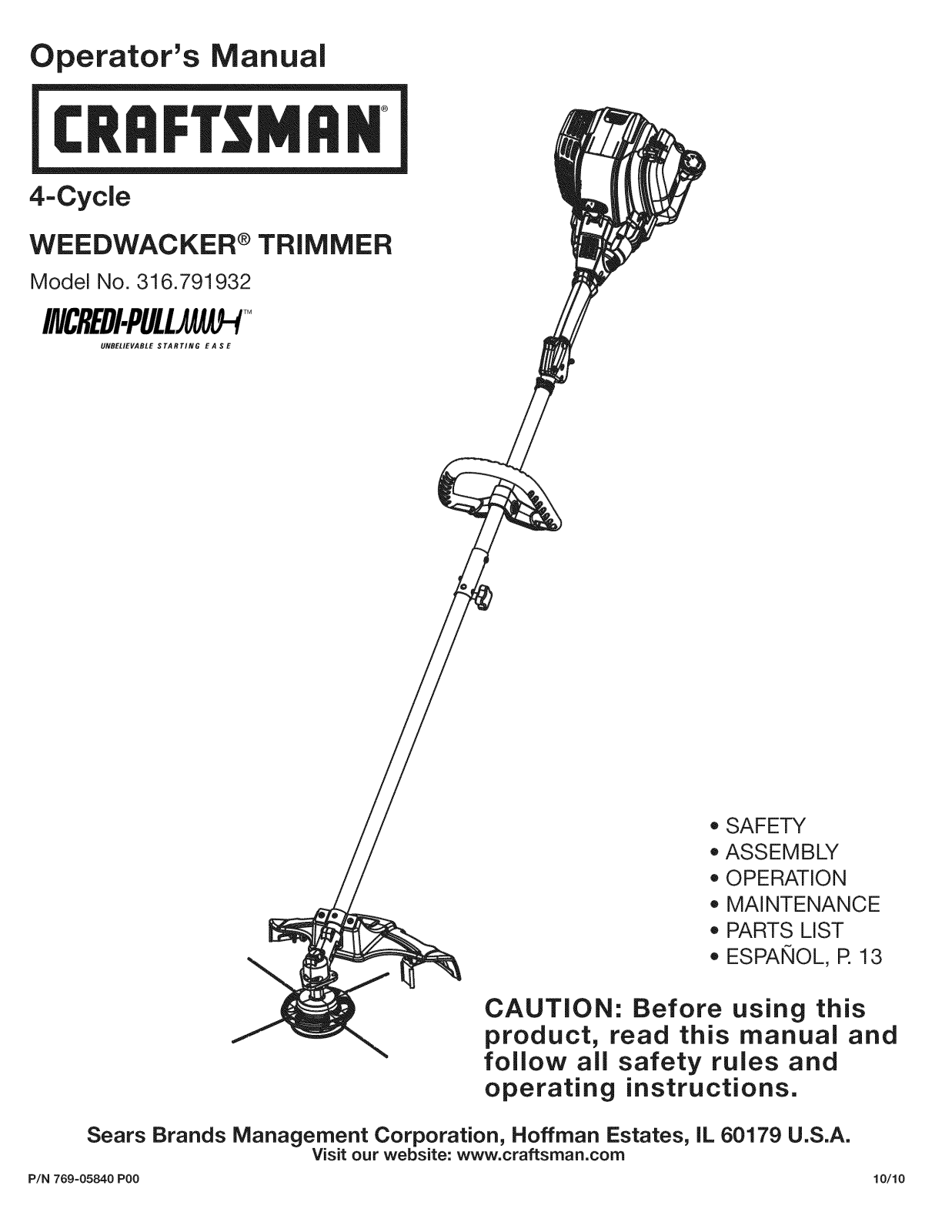 Craftsman 316791932 Owner’s Manual