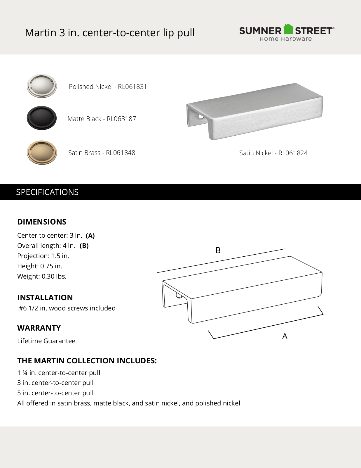 Sumner Street Home Hardware CTHD1184 Specifications - ManualMachine.com