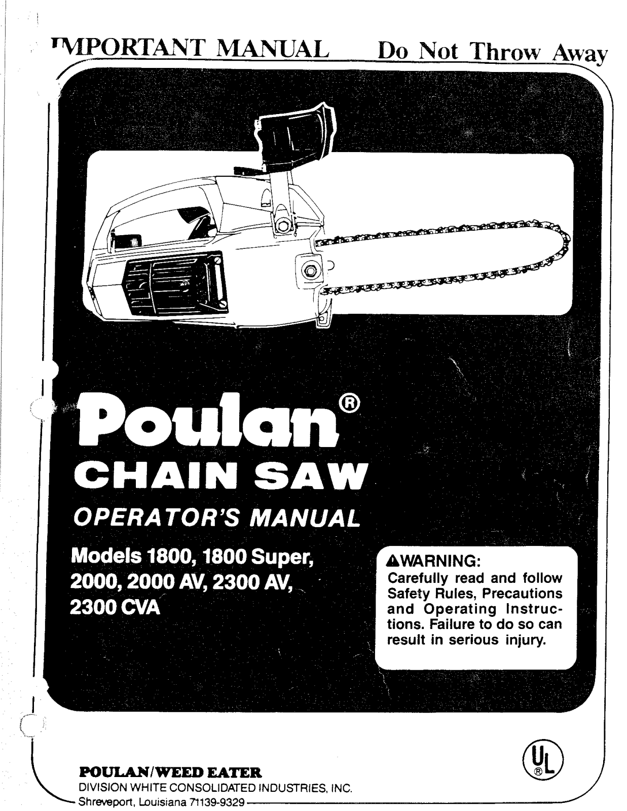 Poulan 1800 SUPER User Manual