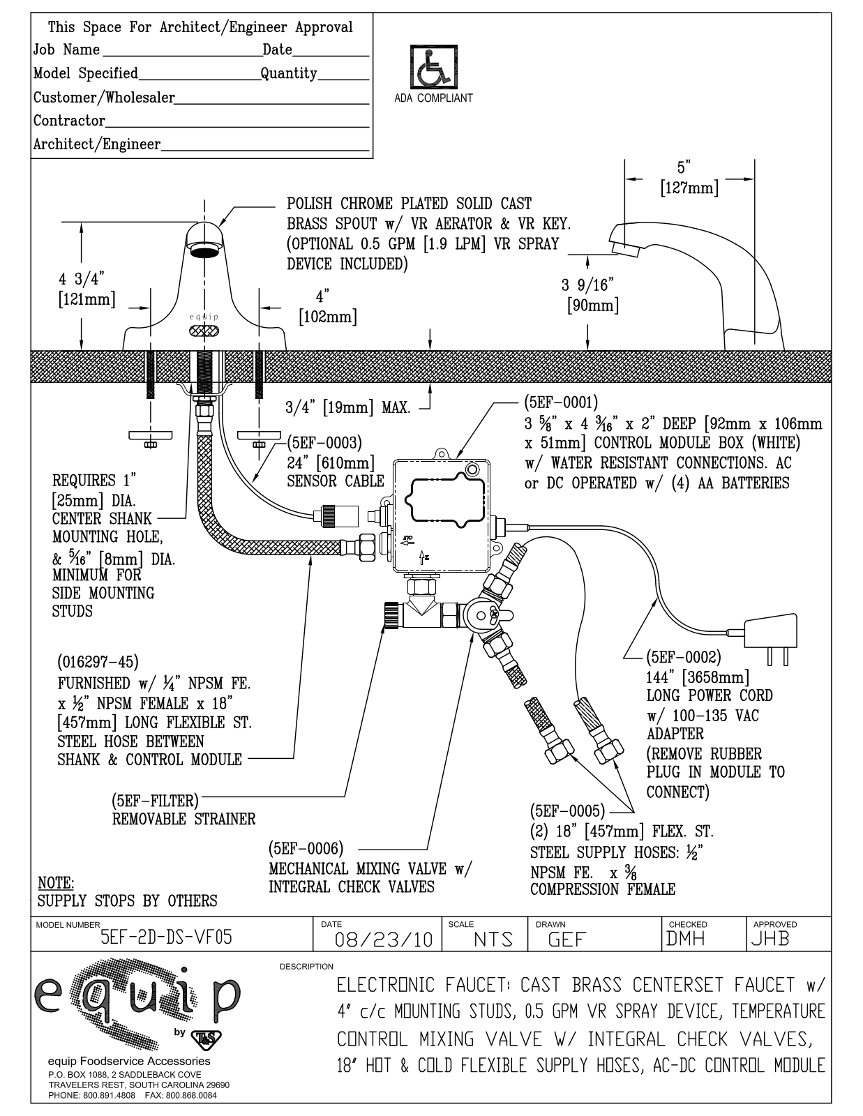 T & S Brass & Bronze Works 5EF-2D-DS-VF05 General Manual