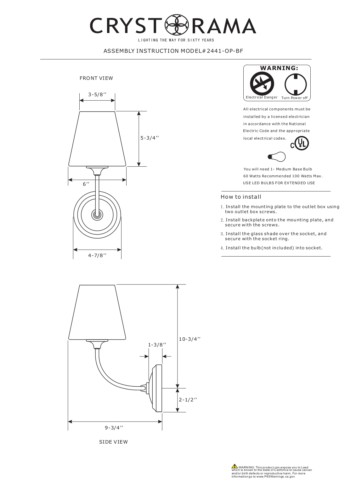 Crystorama DVYS1635 Installation & Assembly - ManualMachine.com