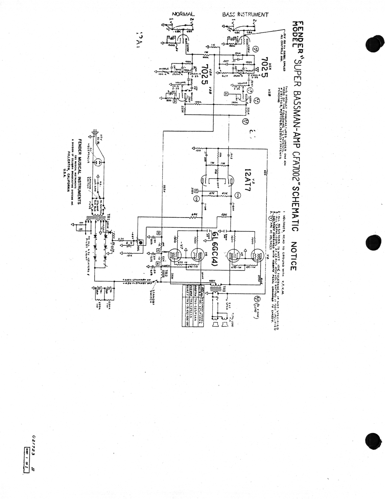 Fender CFA7002 Schematic