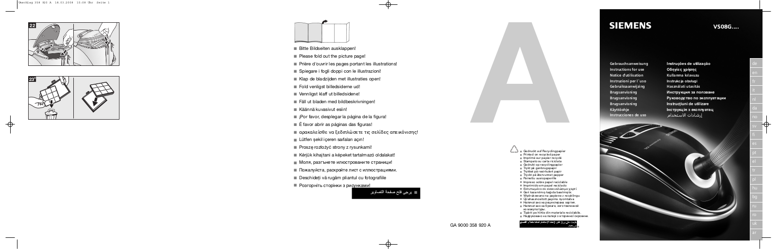 SIEMENS VS08G2213, VS08GP1269, VS08G1668 User Manual