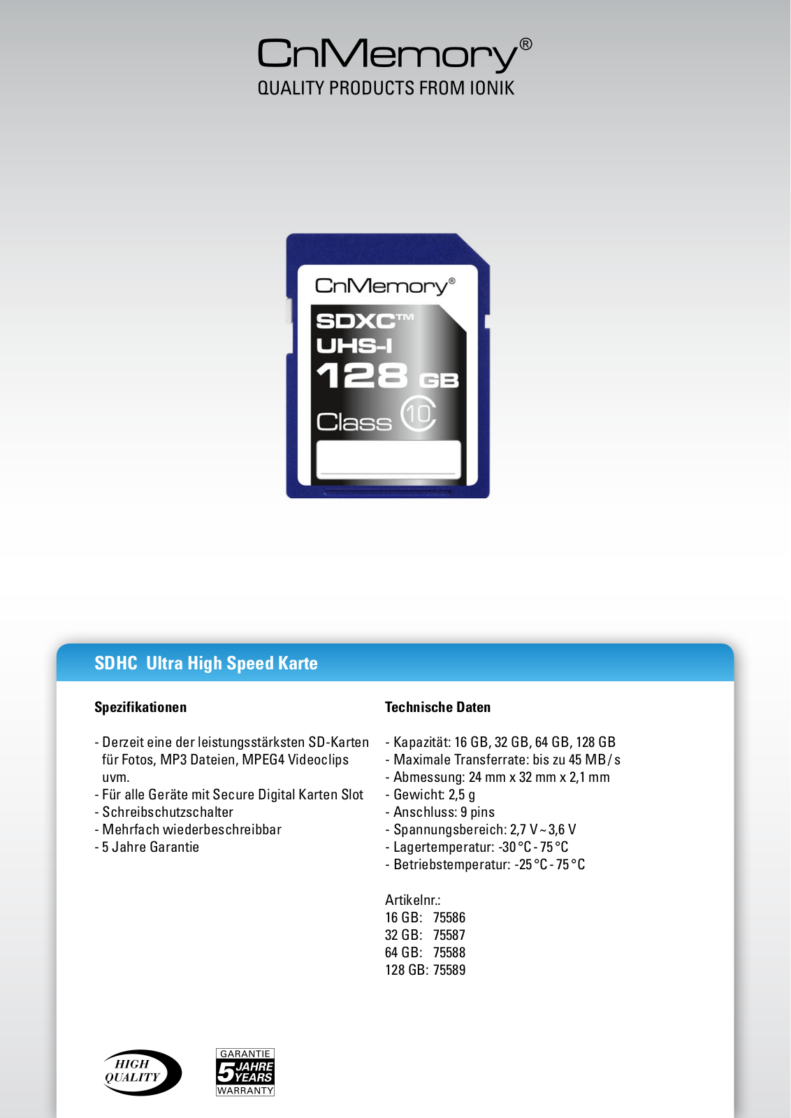 CnMemory SDXC User Manual - ManualMachine.com