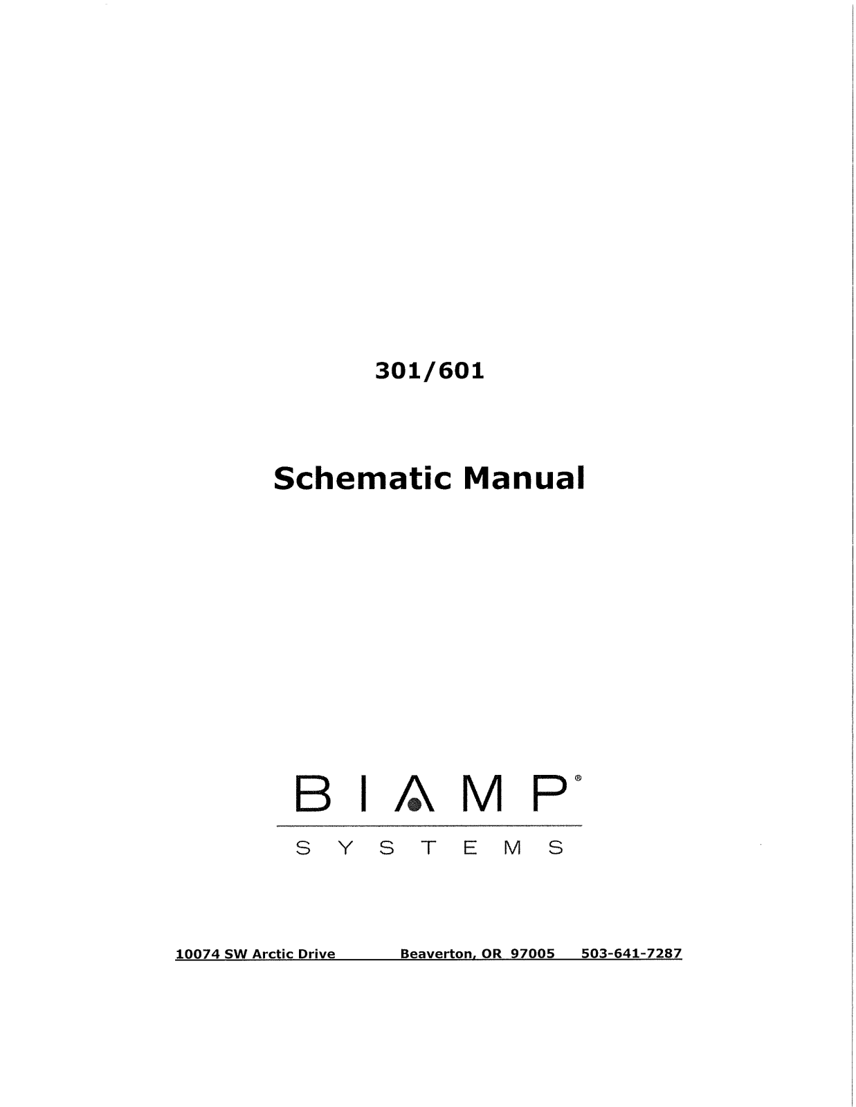 Biamp 601, 301 User Manual