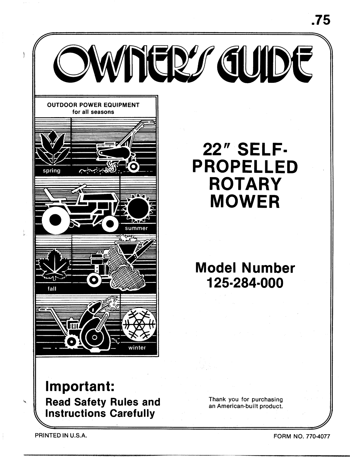 MTD 125-284-000 User Manual