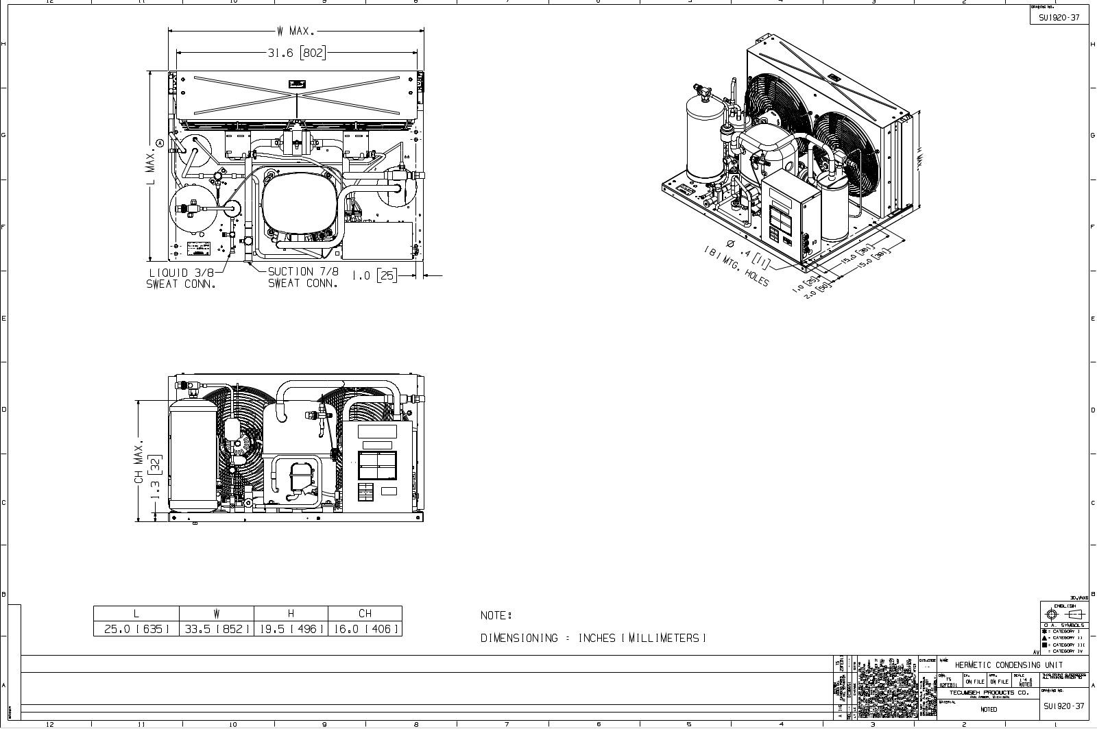 Tecumseh AVA4544EXNXF, AVA4544EXTXF, AVA9525ZXNXF, AVA9525ZXTXF Drawing Data