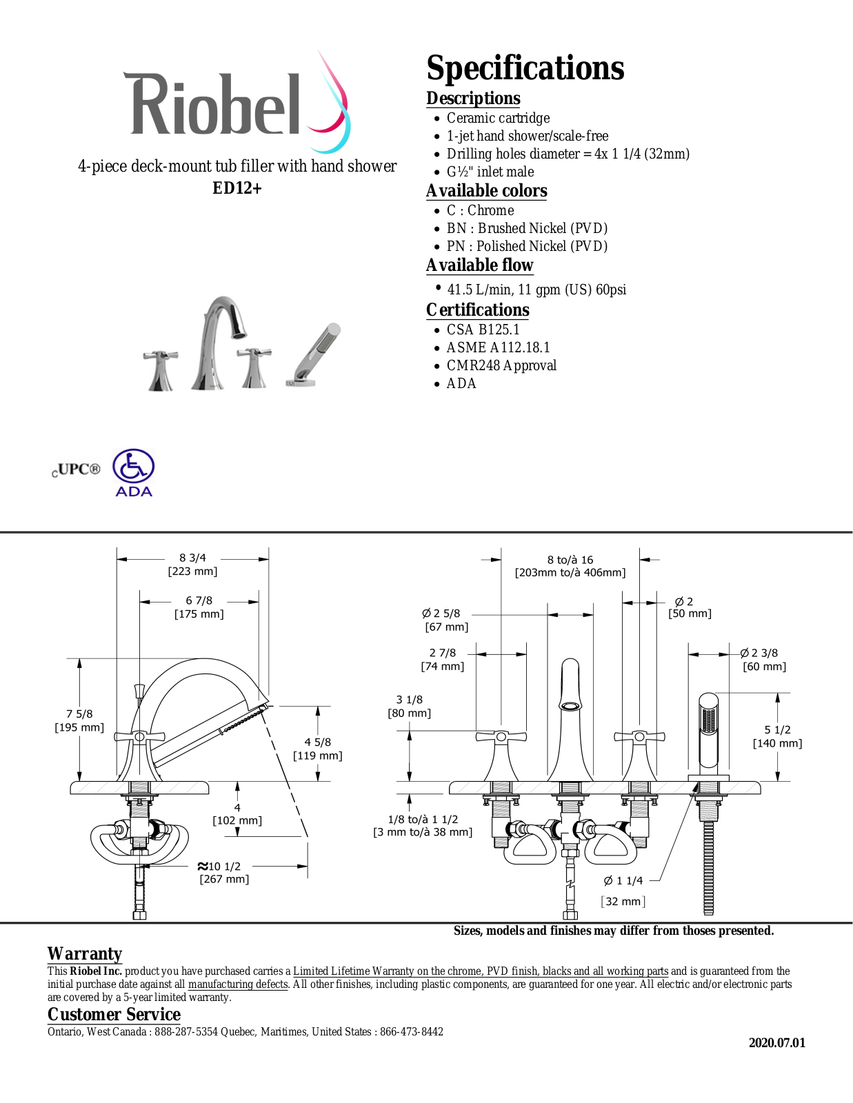 Riobel ED12BN, ED12PN Specifications - ManualMachine.com