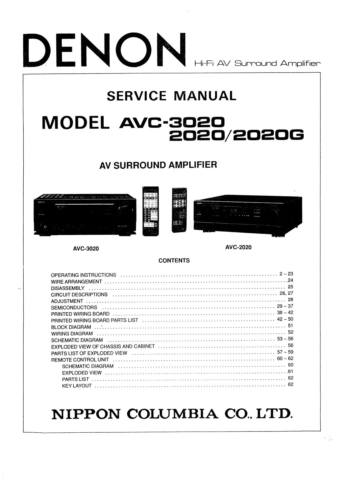 Denon AVC-3020 Service Manual