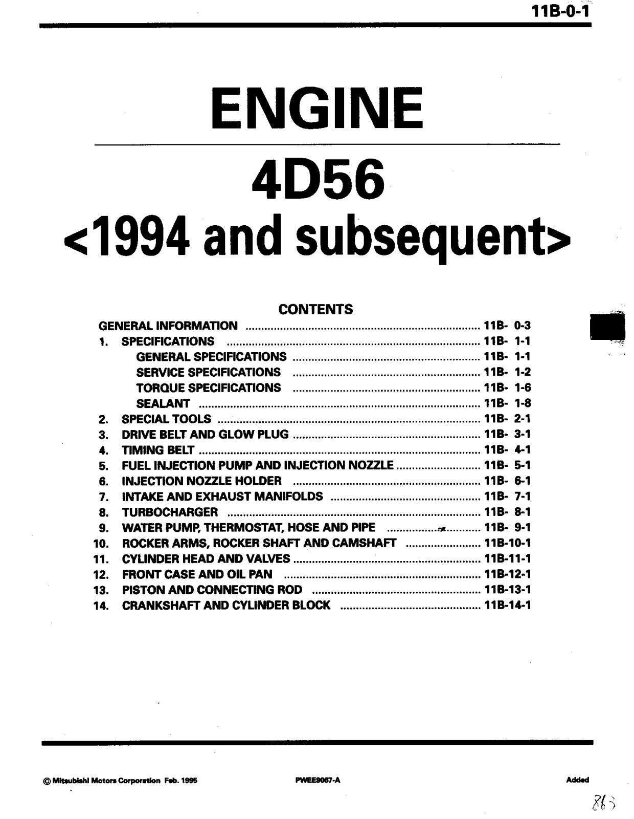 Mitsubishi 4D-56  1994 User Manual