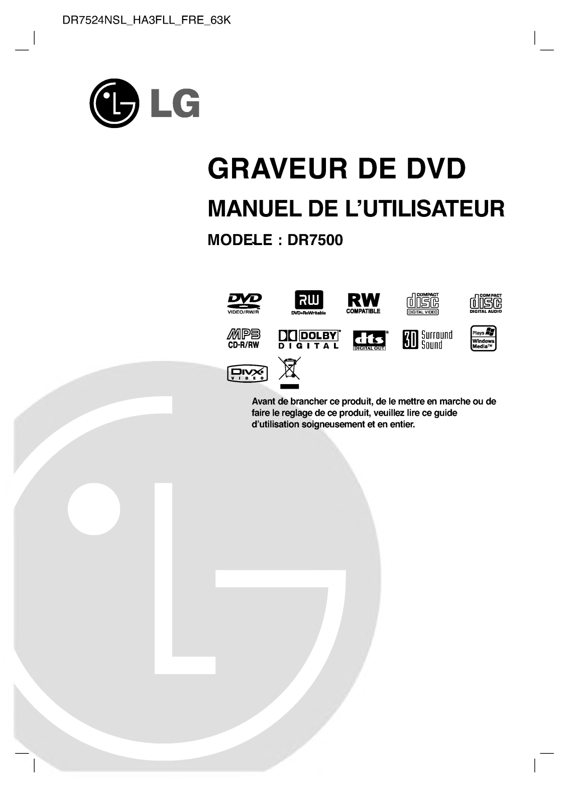 LG DR-7500 User Manual