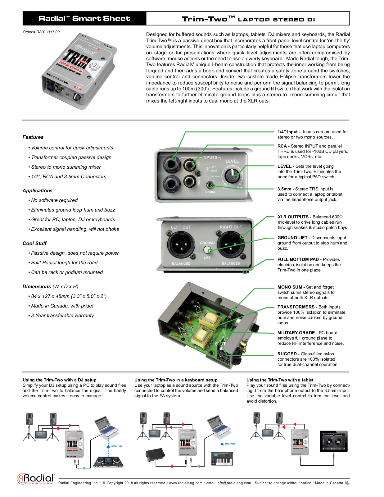 Radial Engineering Trim-Two Users Manual