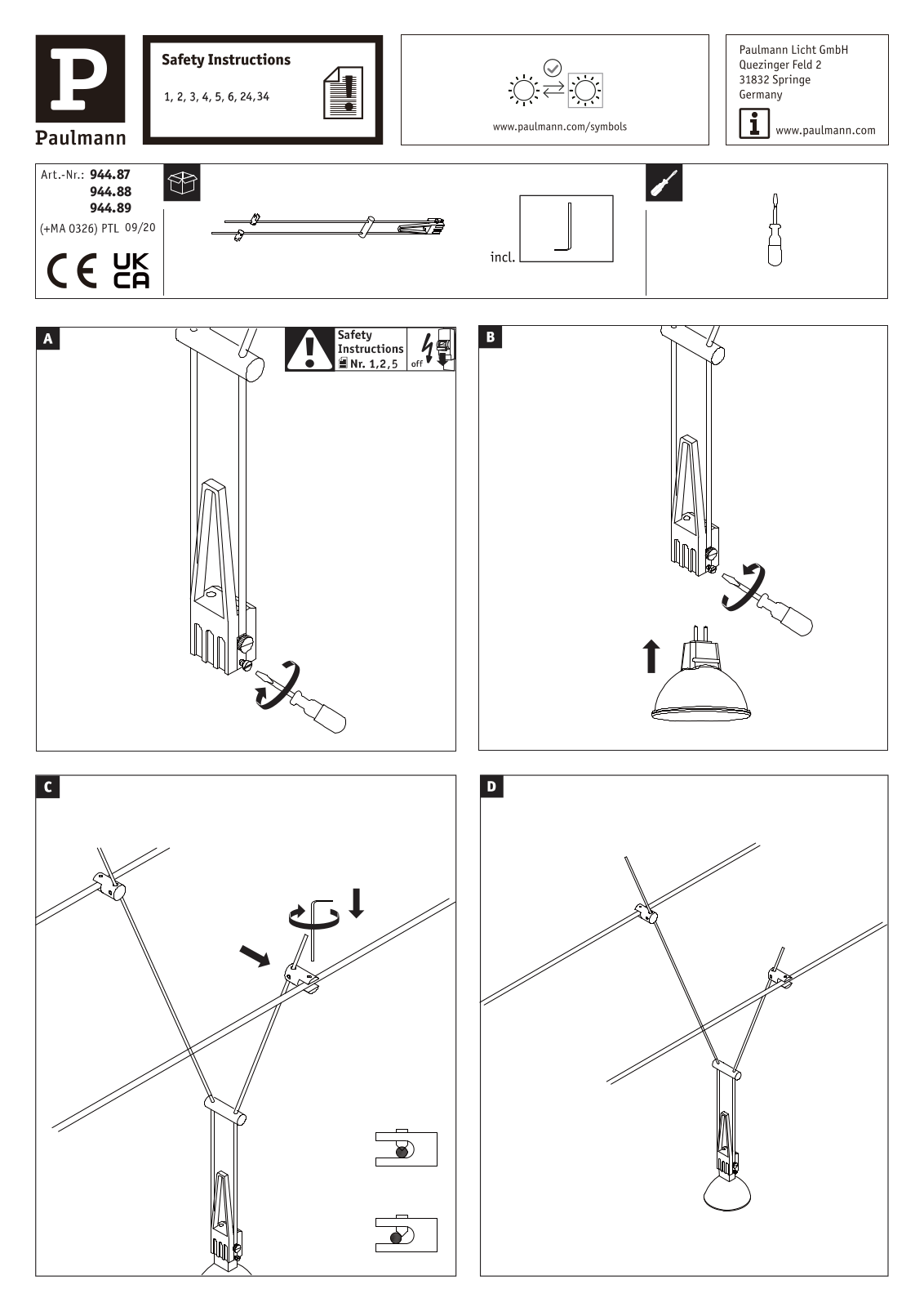 Paulmann 94488, 94489, 94487 Installation manual - ManualMachine.com