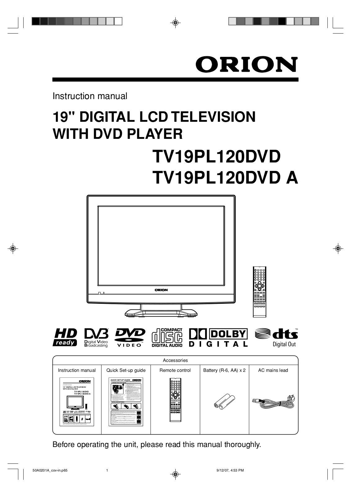 Sansui TV19PL120DVD User Manual