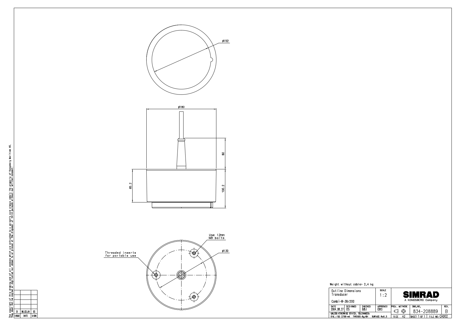 Simrad OUTLINE DIMENSIONS Schematics