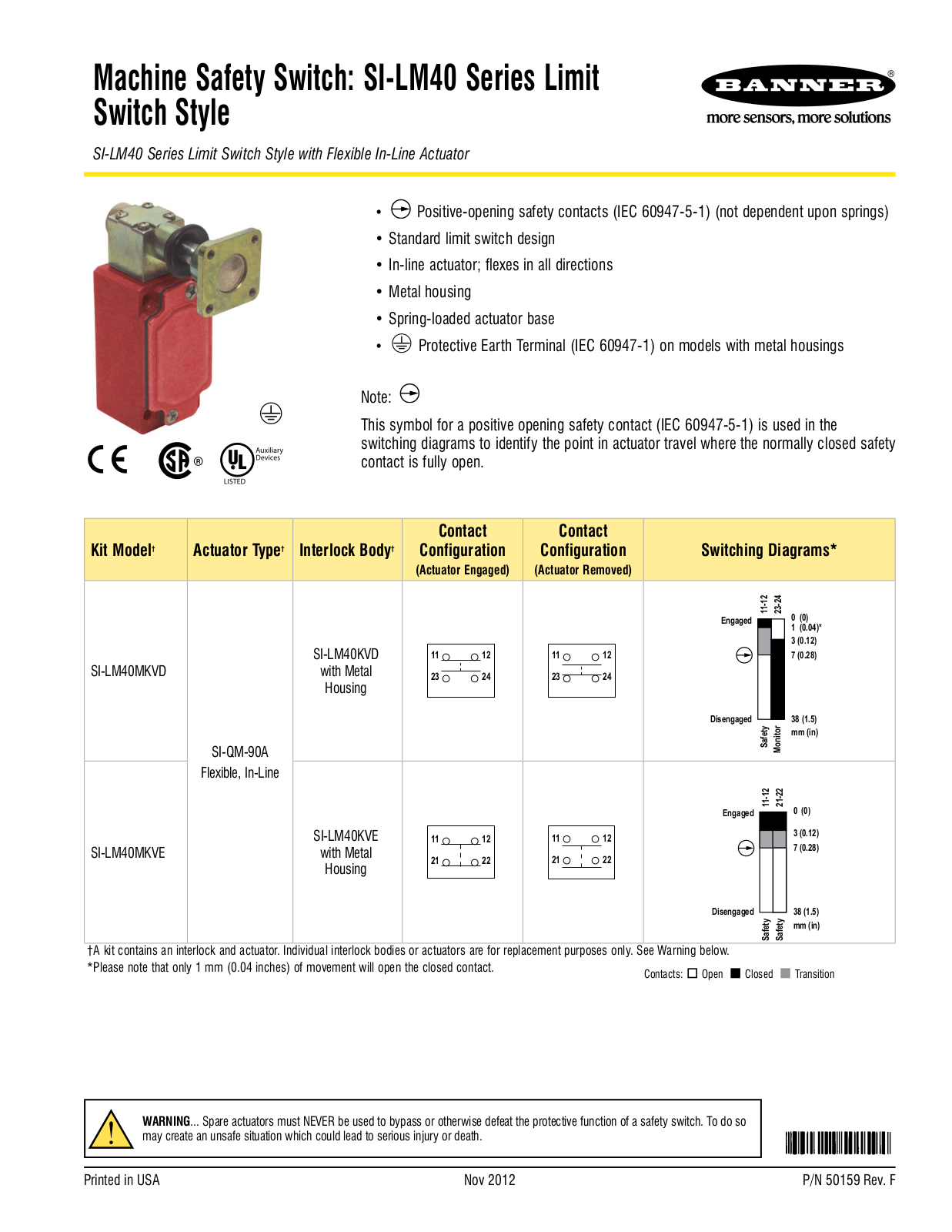 Banner Compact Metal Style Safety Interlock Switches User Manual