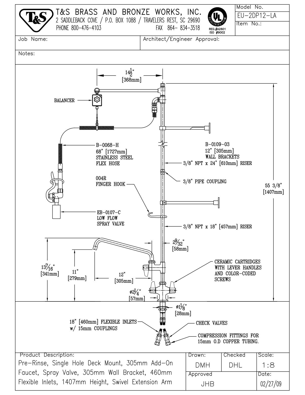 T&S Brass EU-2DP12-LA User Manual