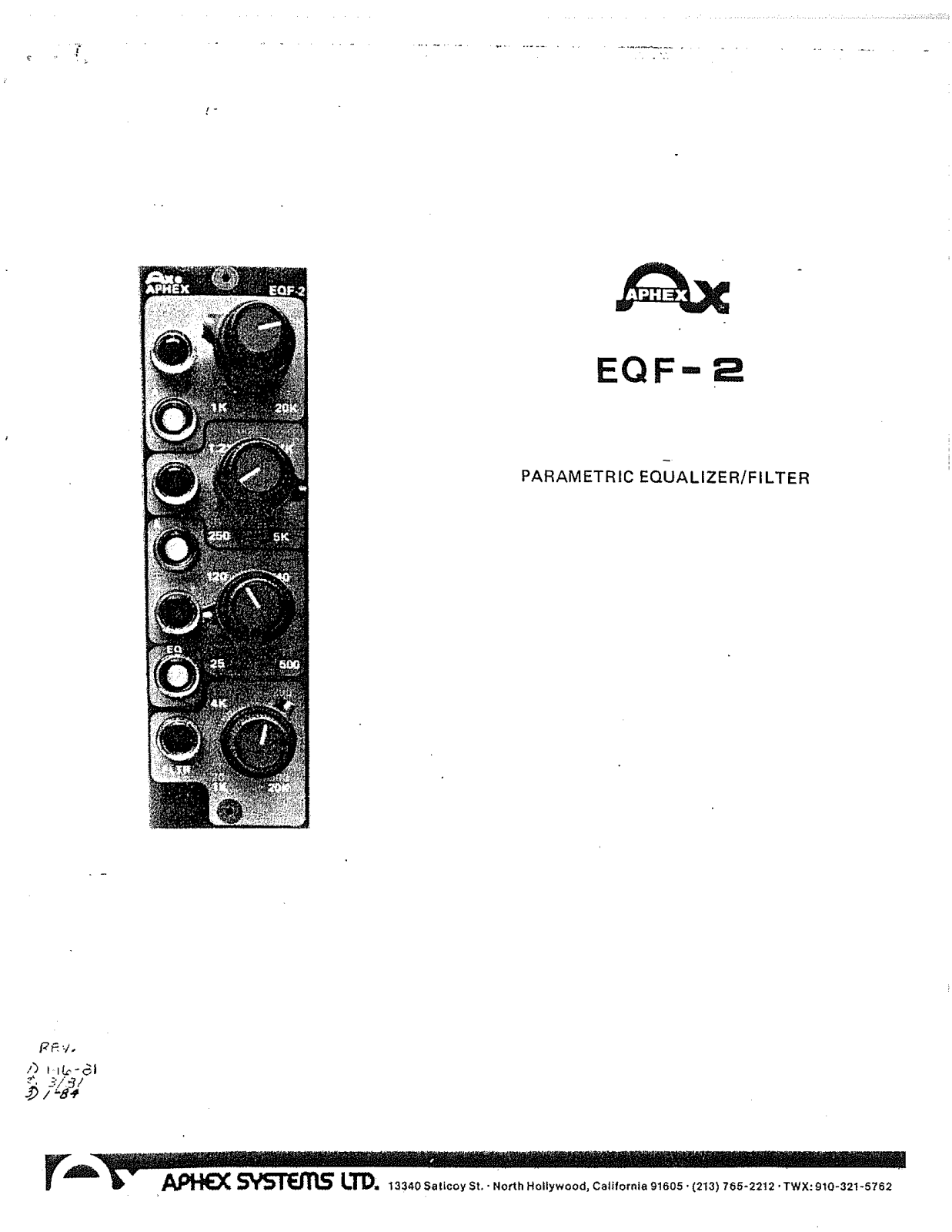 Aphex EQF-2 User Manual