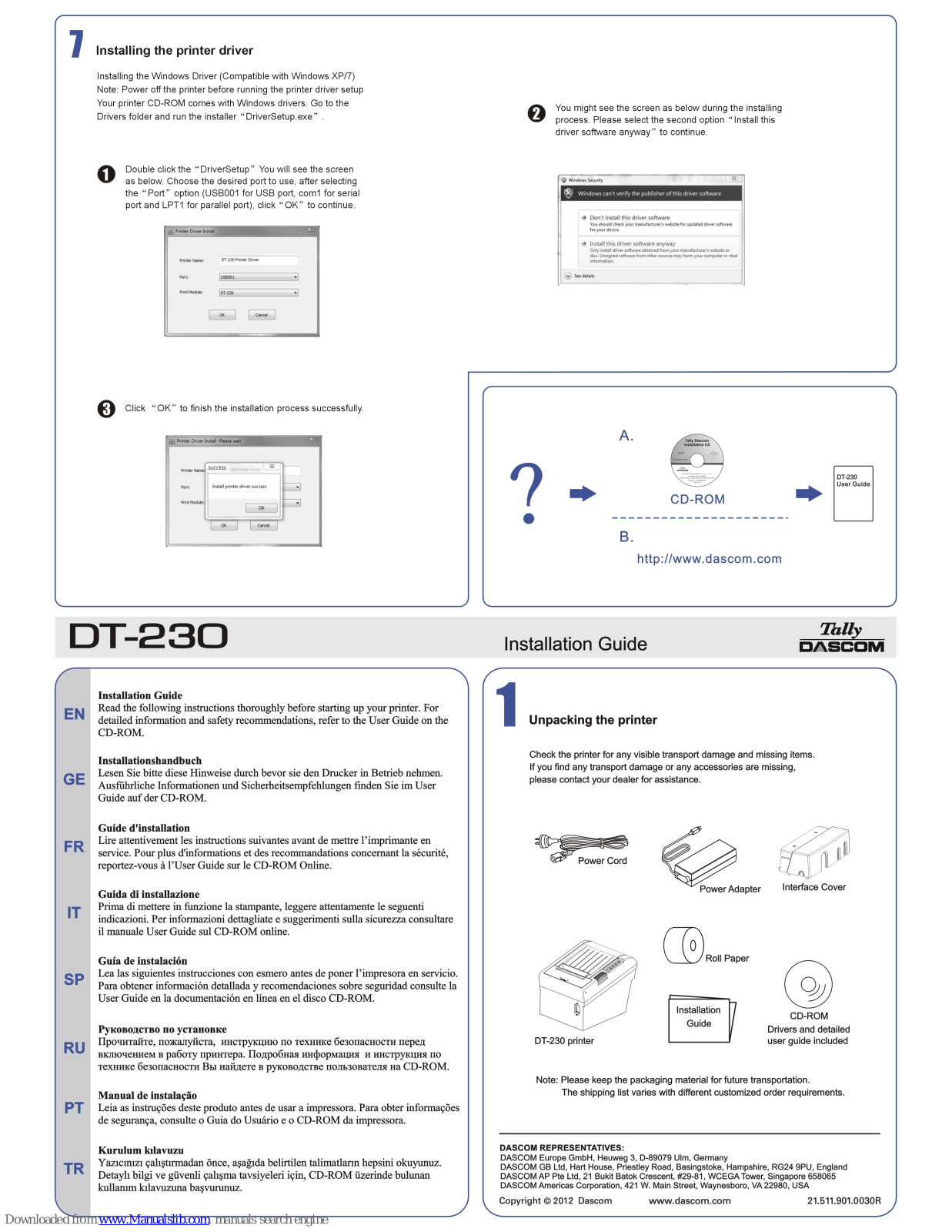 Tally Dascom DT-320 Installation Manual - ManualMachine.com