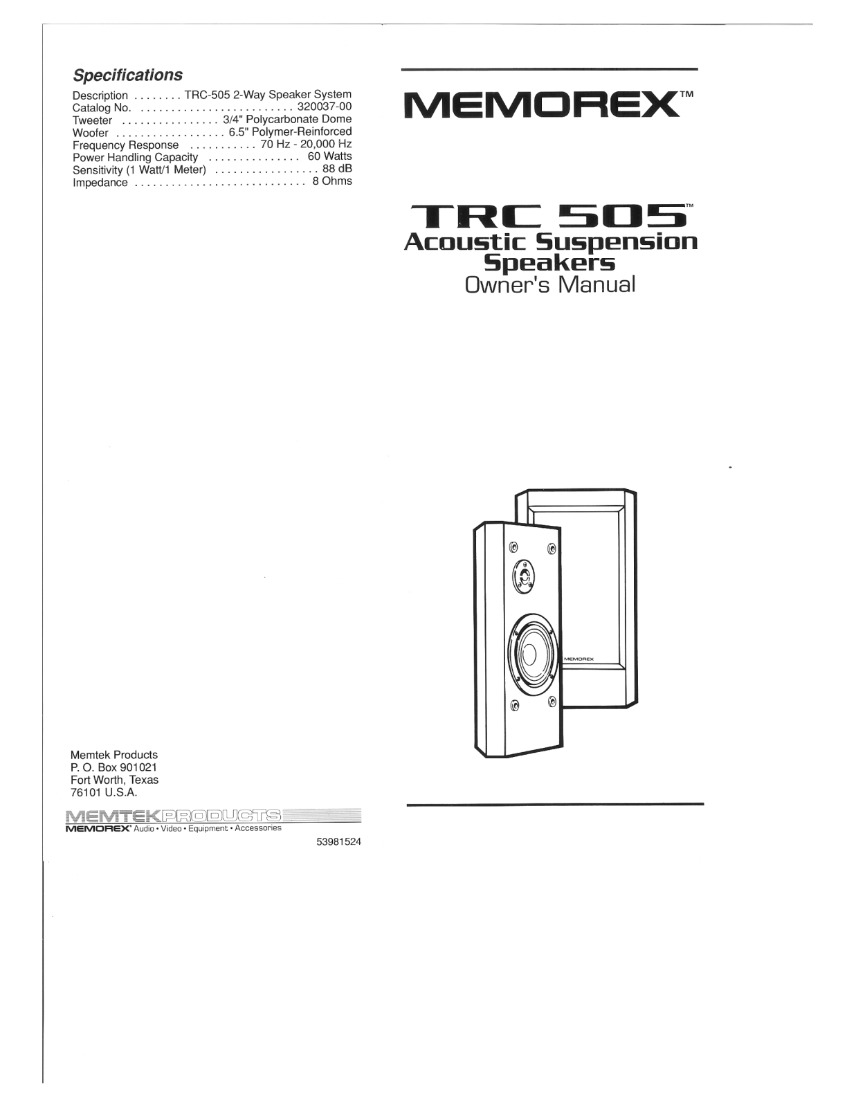 Memorex TRC-505 Owners manual