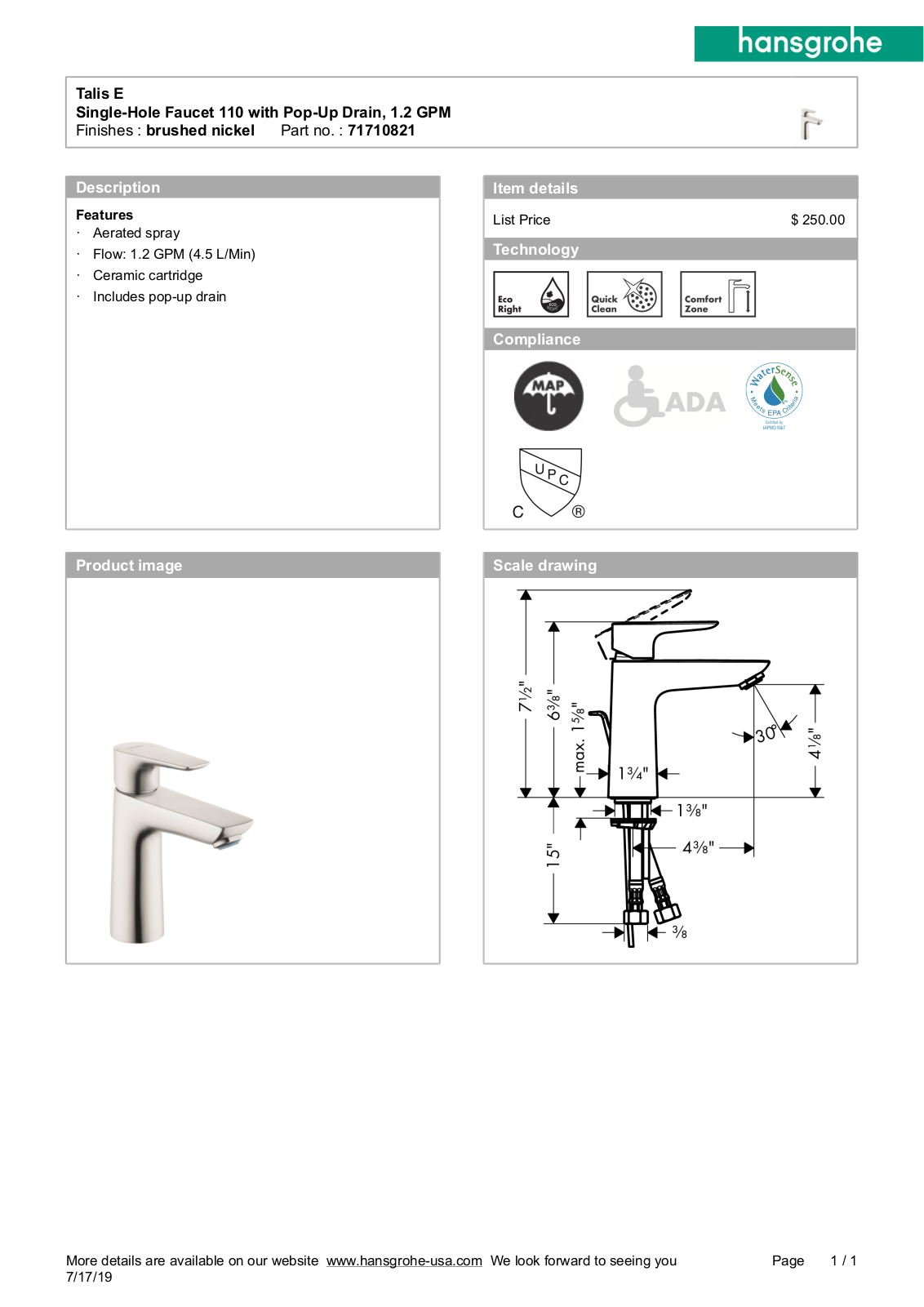 Hansgrohe GCDC1341 Specifications - ManualMachine.com