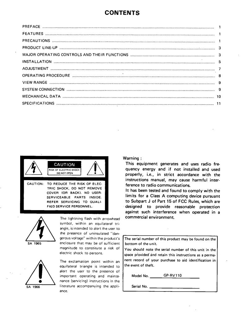 Panasonic GPRV111 User Manual
