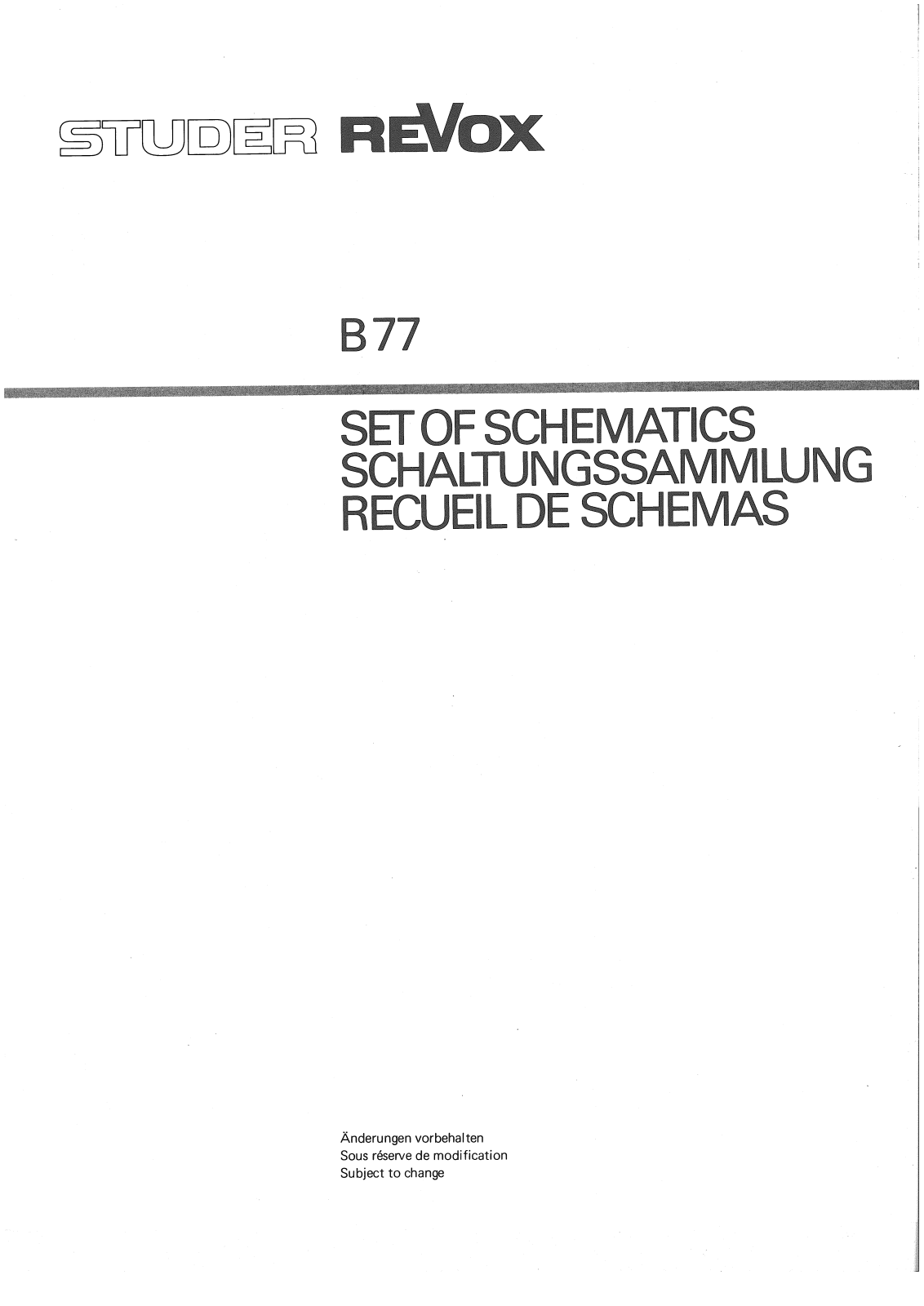 Revox B-77 Schematic