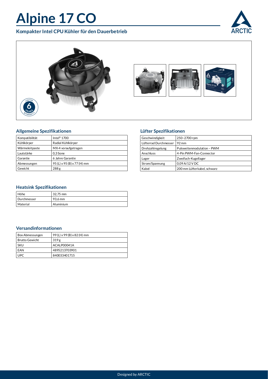 ARCTIC ARCTIC ALP 17 CO Datasheet - ManualMachine.com