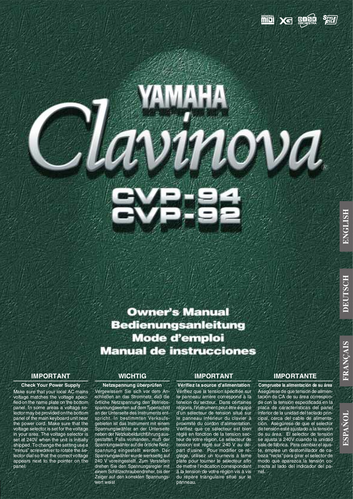 Yamaha CVP-94, CVP-92 User Manual