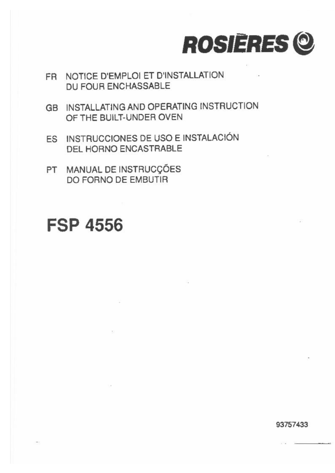 ROSIERES FSP 4556 User Manual