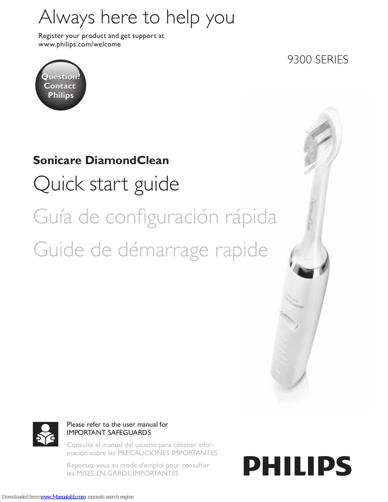 Philips 9300 SERIES, Sonicare DiamondClean 9300 SERIES Quick Start Manual