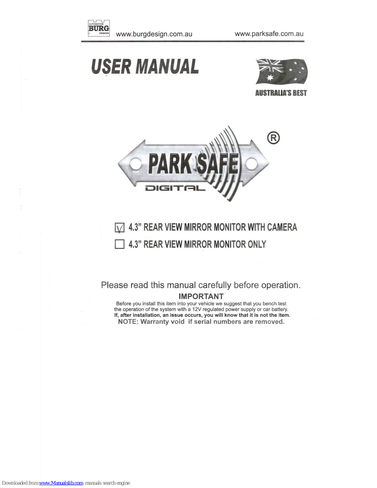 Parksafe CD-CM062 User Manual - ManualMachine.com