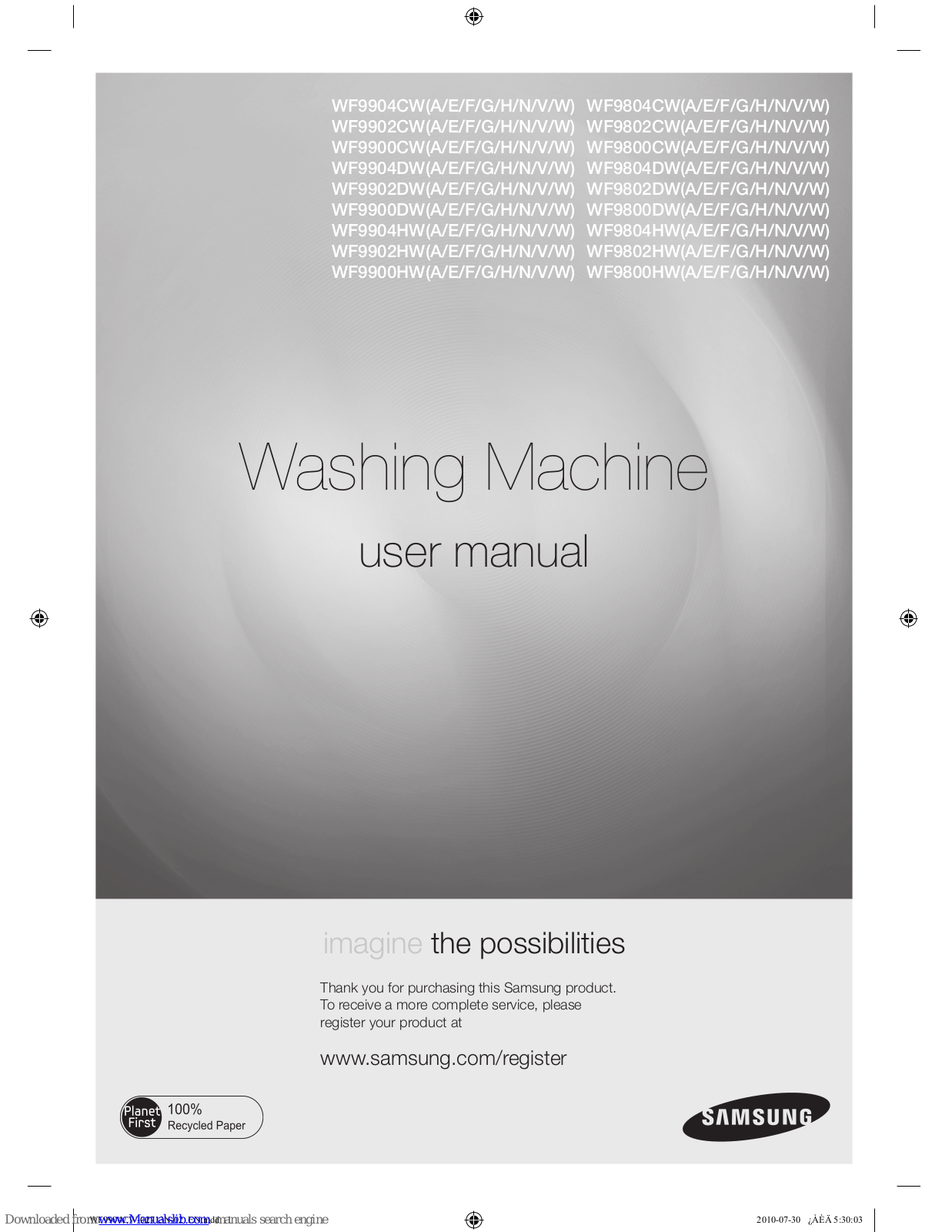 Samsung WF9904CW, WF9904CWF, WF9904CWA, WF9904CWE, WF9904CWG User Manual