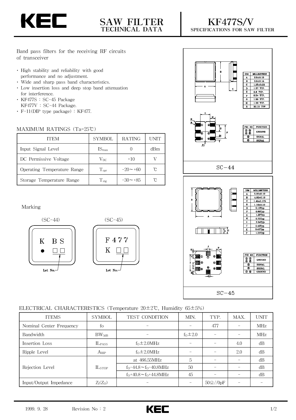 KEC KF477V, KF477S Datasheet