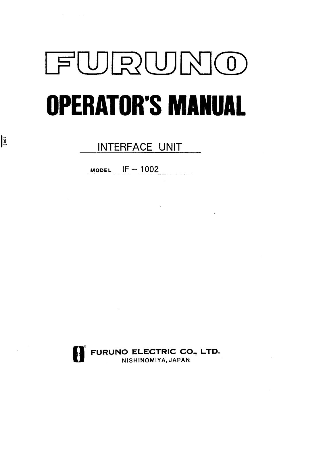 Furuno IF-1002 OPERATORS MANUAL