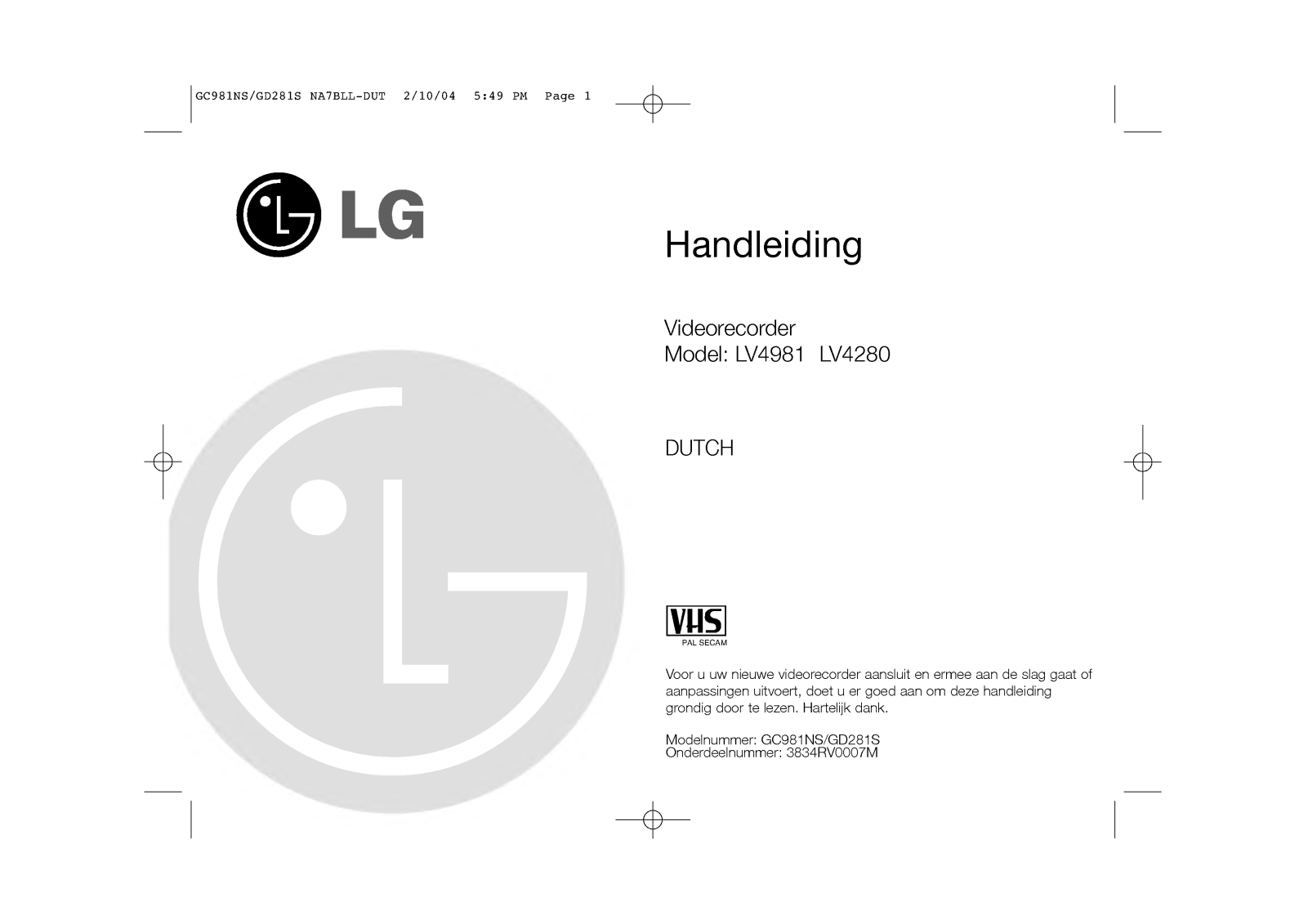 Lg LV-4981 User Manual
