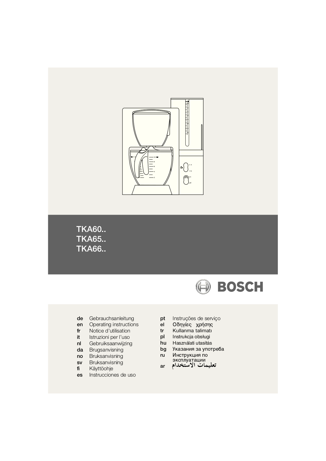 Bosch TKA 6631, TKA 6621, TKA 6021, TKA 6003 User Manual