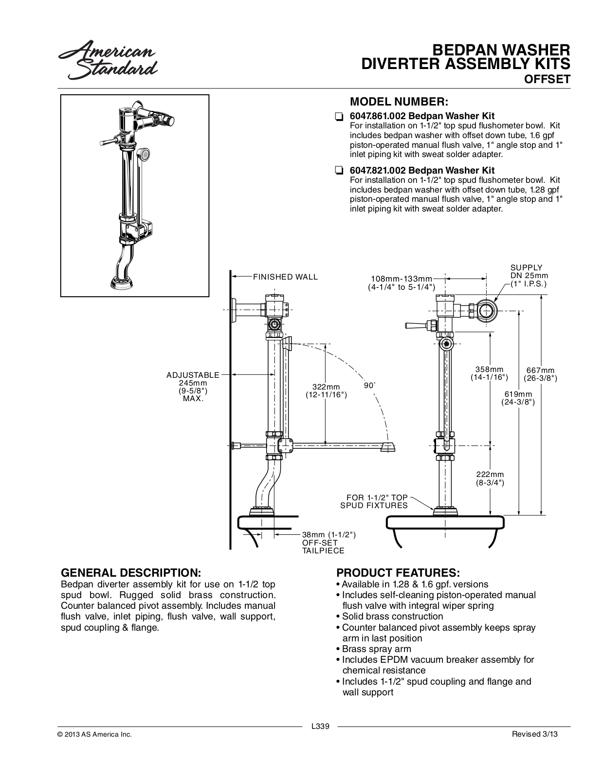 American Standard 6047.861.002, 6047.821.002 User Manual