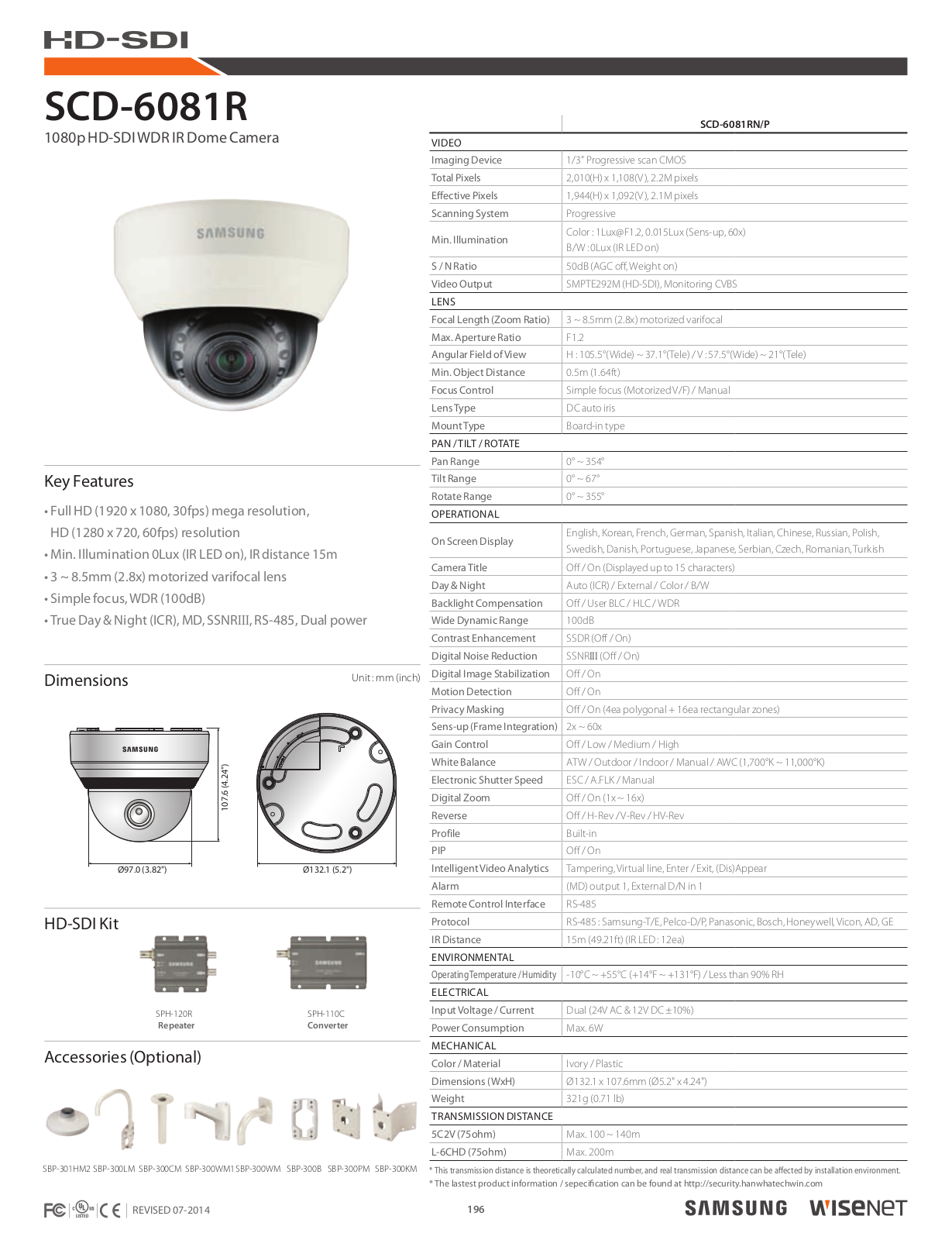 Samsung SCD-6081R, SCD-6081RN Specsheet