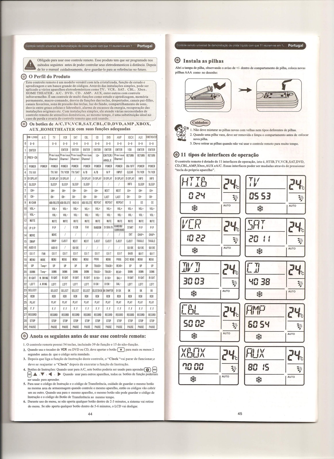 Chunghop RM-L988 Instructions Manual