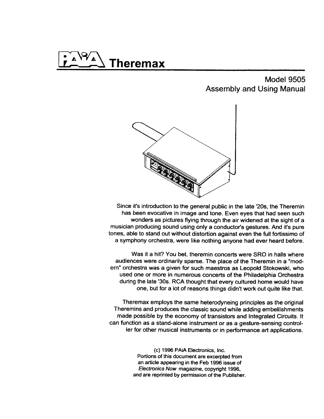 PAiA Electronics 9505 User's Manual