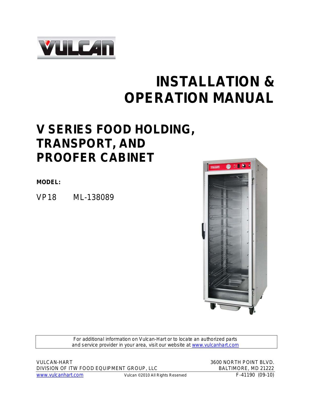 Hobart VP18 Installation Manual