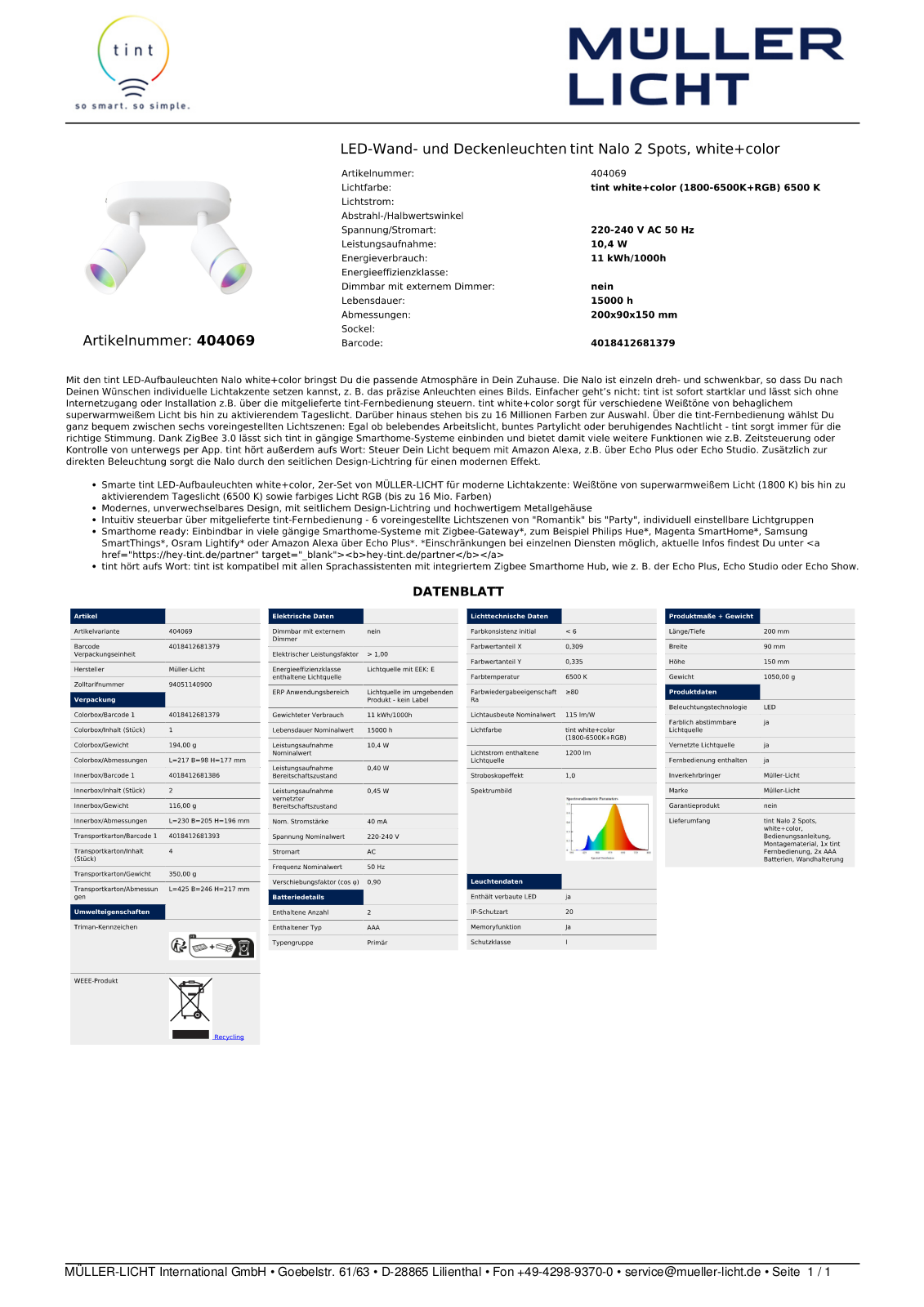 TINT MLI 404069 Datasheet - ManualMachine.com