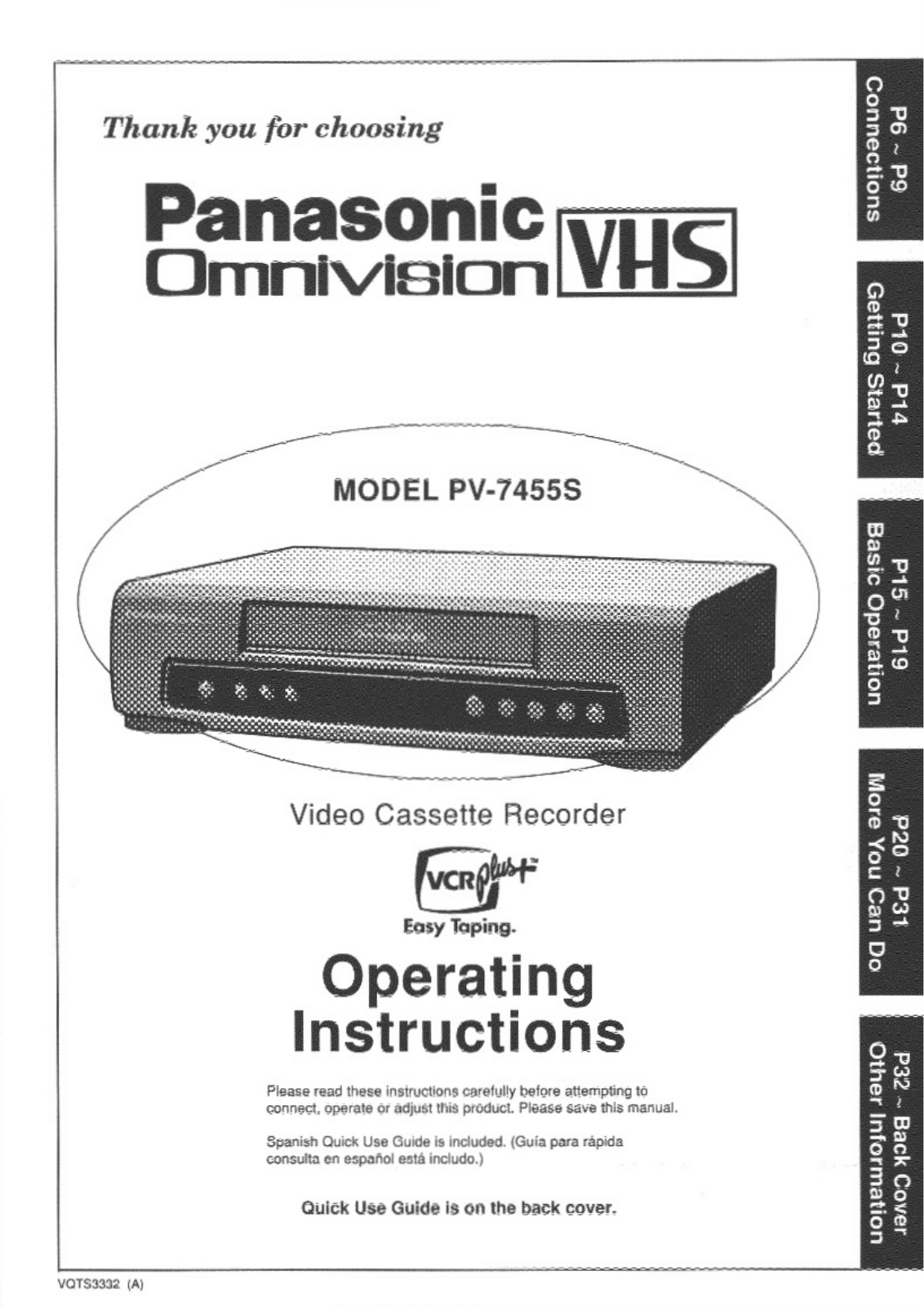 Panasonic PV-7455S User Manual