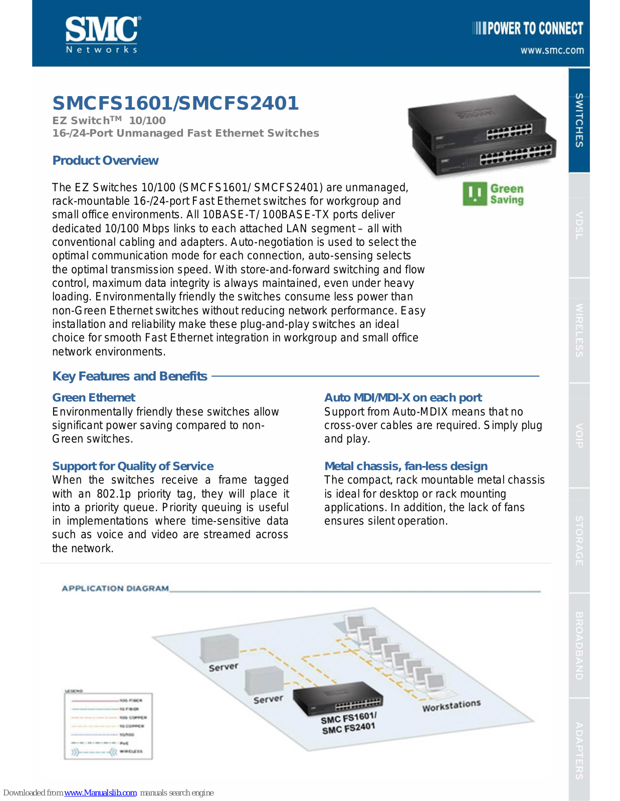 SMC Networks FS1601, FS2401, EZ Switch SMCFS1601, EZ Switch SMCFS2401 Datasheet